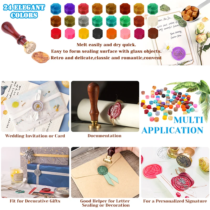 Sealing Wax Kit With Wax Seal Beads Stamp Warmer Spoon Envelopes And