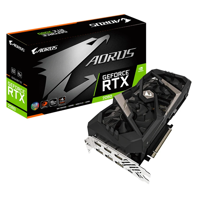 

GIGABYTE AORUS NVIDIA GeForce RTX2080 8G Gaming Graphics Card with GDDR6 256-bit 3X 100mm Fan Cooling System 7 Video Output