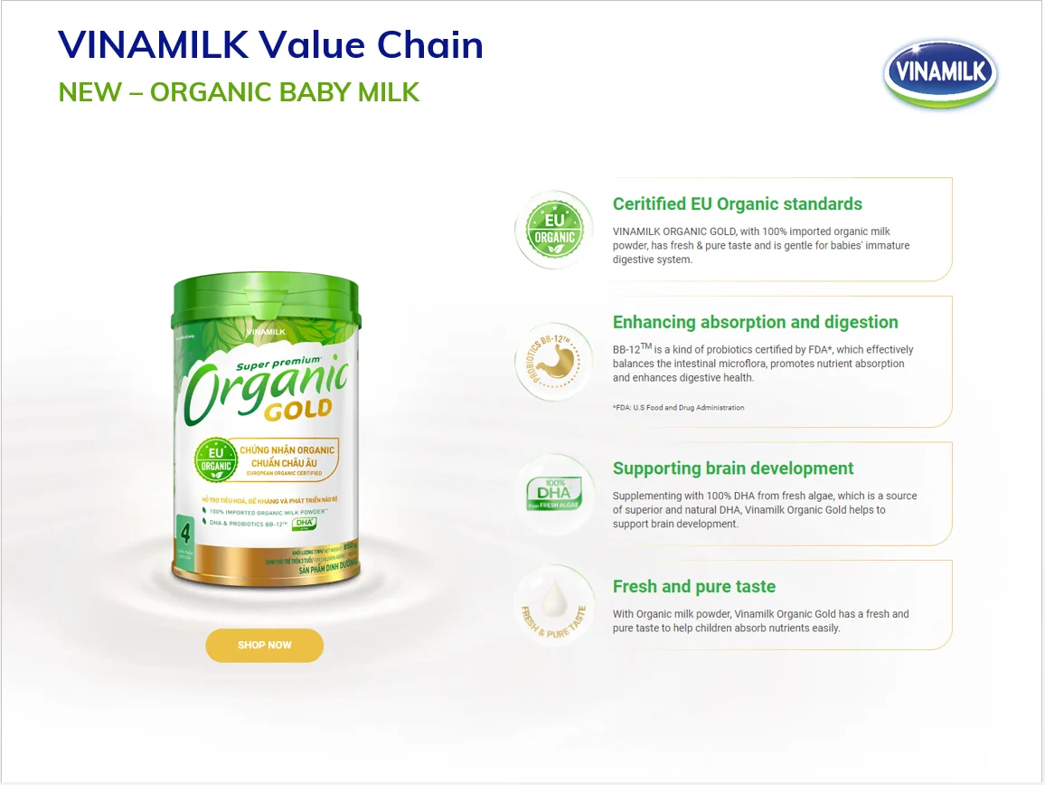 Baby Powdered Milk Vinamilk Organic Gold Brand Super Premium Step 1 ( For Children From