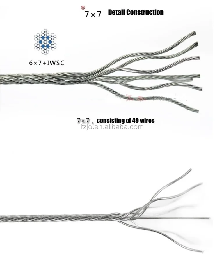 Stainless Steel High Tensile Strength Wire Rope 7x19 1+12 8x7+1x19