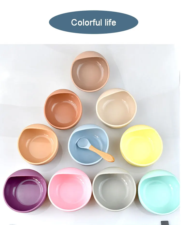 

Waterproof 1Set Silicone Baby Feeding Bowl Tableware Spoon Non-Slip BPA Free Silicone Baby Bowl