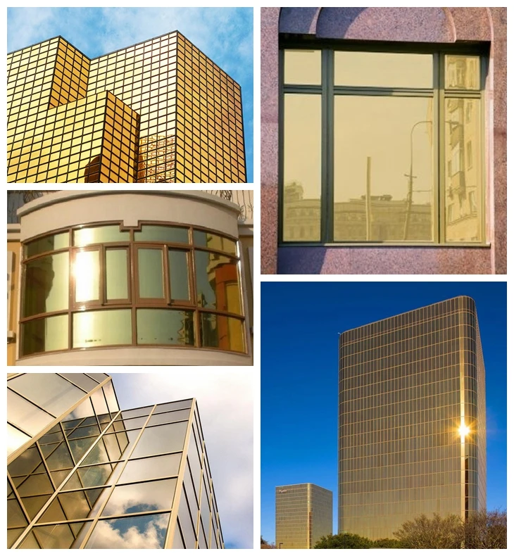 China best quality gold reflective glass interior outdoor building