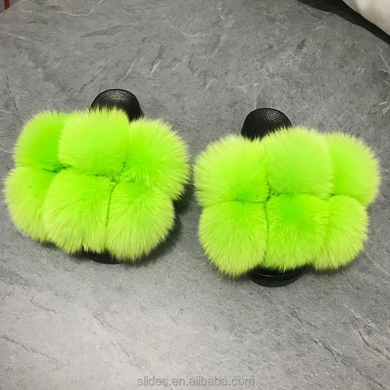 

specially designed raccoon fur slides fox fur slides for women, Customized