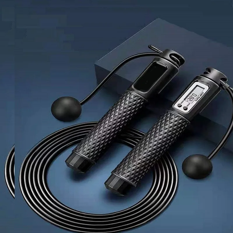 

Weighted Handle Digital Adjustable Cordless Calorie Counter Heavy Duty Jump Rope, Black/grey/blue/pink