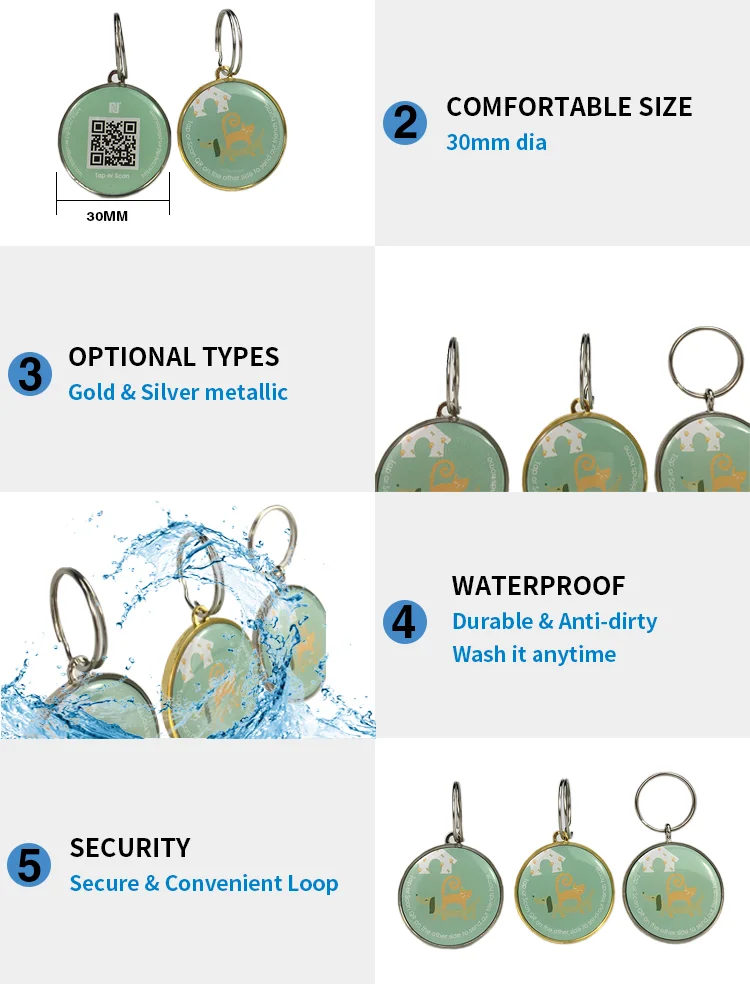 Free Samples Programmable Pet Tracking Metal Qr Nfc Pet Id Collar Tag