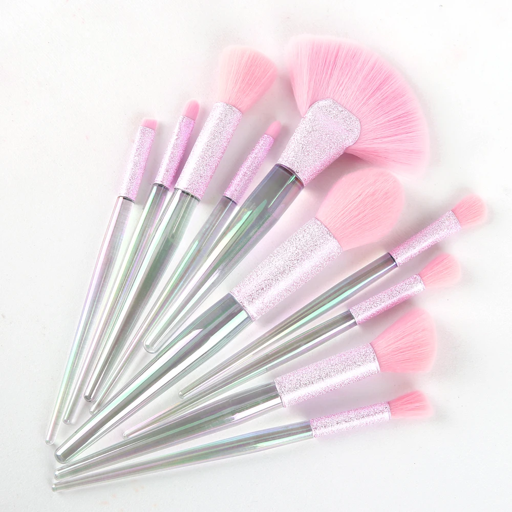 

silver makeup brush kit multiple function mermaid brushes, Colorful