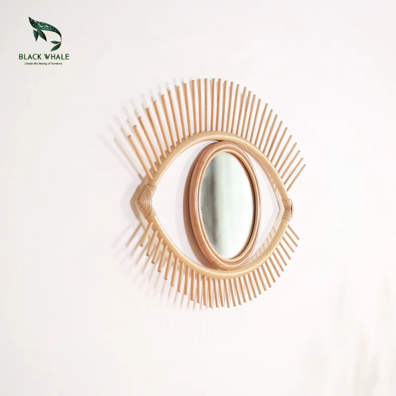 
Modern Luxury Makeup Hotel Wall Decorative Decorations Rattan Mirror Home Decor 