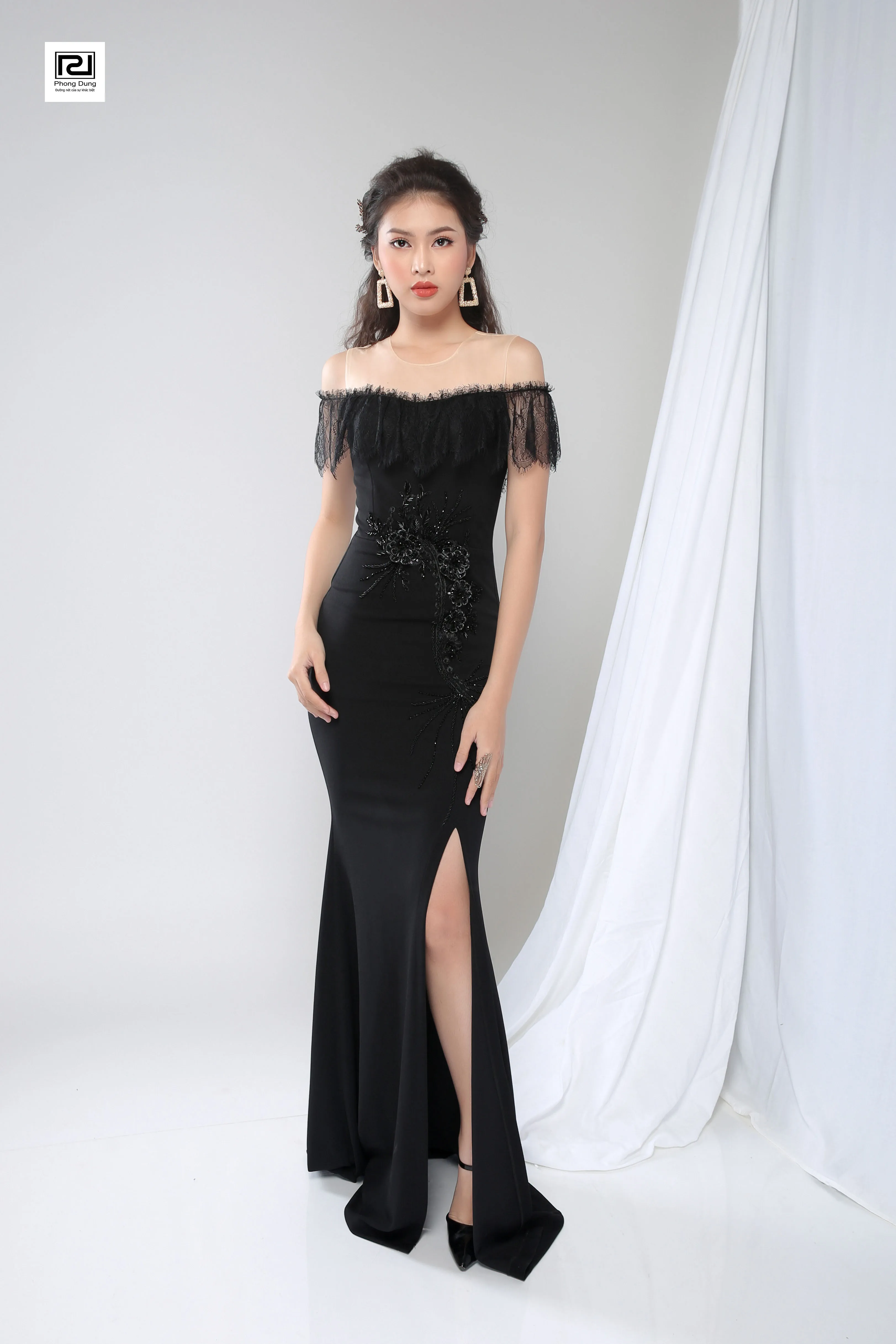 Wholesale Glamour Romantic With Hot Fashion Black Long Evening Party Dress Women