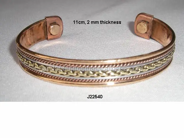 Armspange brazalete de cobre con 2 imanes cruz patrón nuevo y sin uso