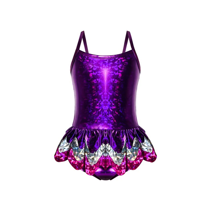 

Colorful Dress-style One-piece Strap baby toddler little girl bathing suit swimsuit