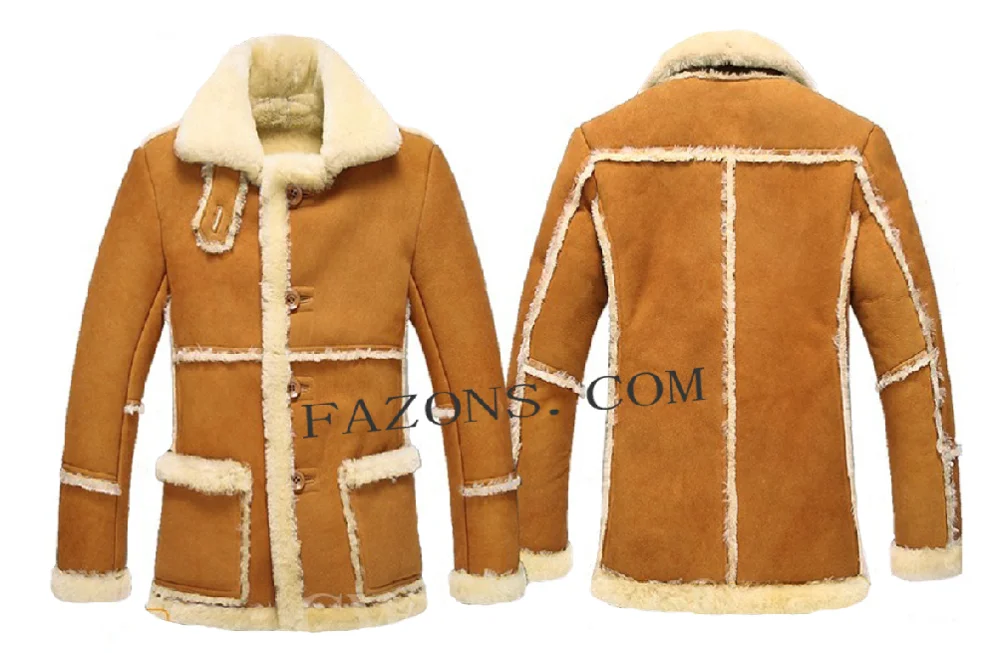 Men's Rancher Shearling Sheepskin Jacket B7 Parka Coat Warm Filling ...