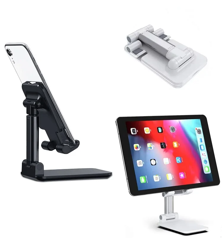 

lasy arm universal flexible foldable cell phone tablet mini stand desk mount holder for desk, White/black/pink