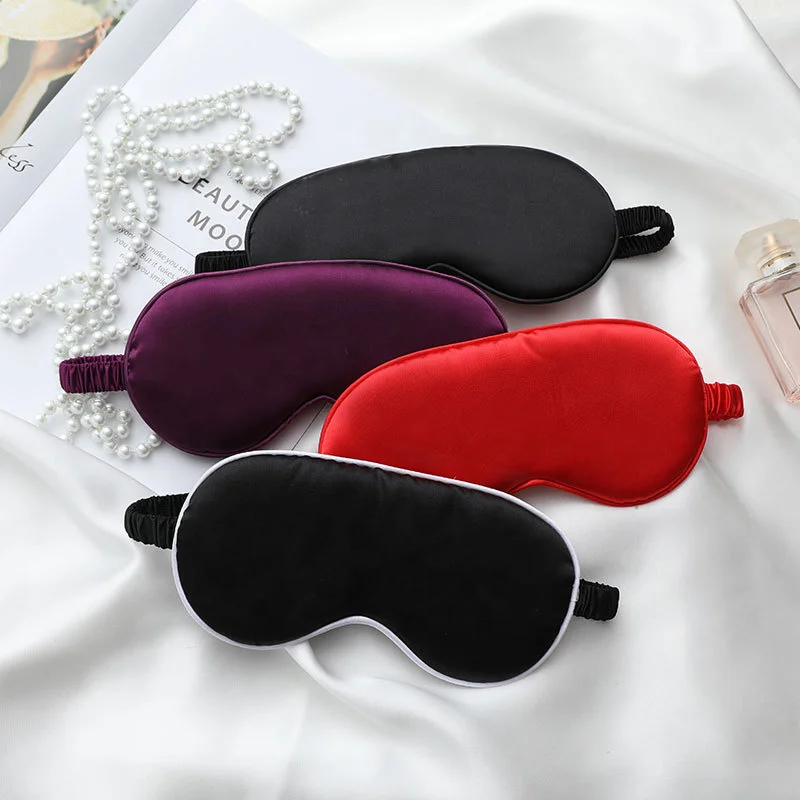 

RTS Soft Satin Silk Sleep Eye Mask with Elastic Strap band Silk Eye Mask for Men Women Traveling, Picture shows