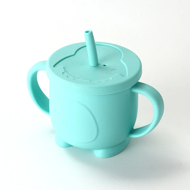 

2020 Dishwasher Safe Portable Unbreakable Kids Toddler Baby Training Silicone Water Drinking Cup With Straw