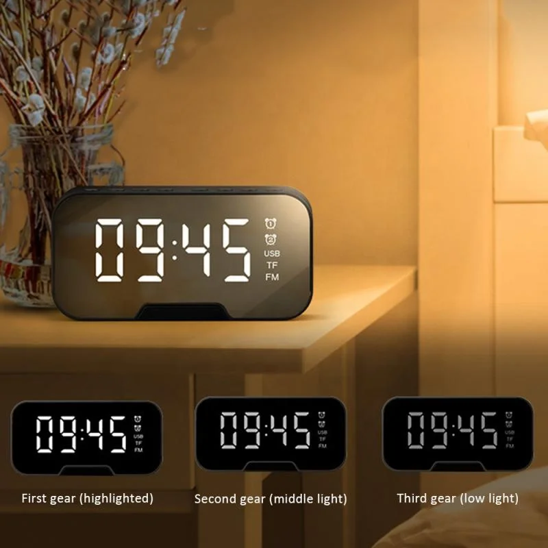 

Led Display Dual Alarm Clock/ Fm Radio/ Auxin/ Tf Card/ Flash Drive Portable Wireless Blue Tooth Speakers