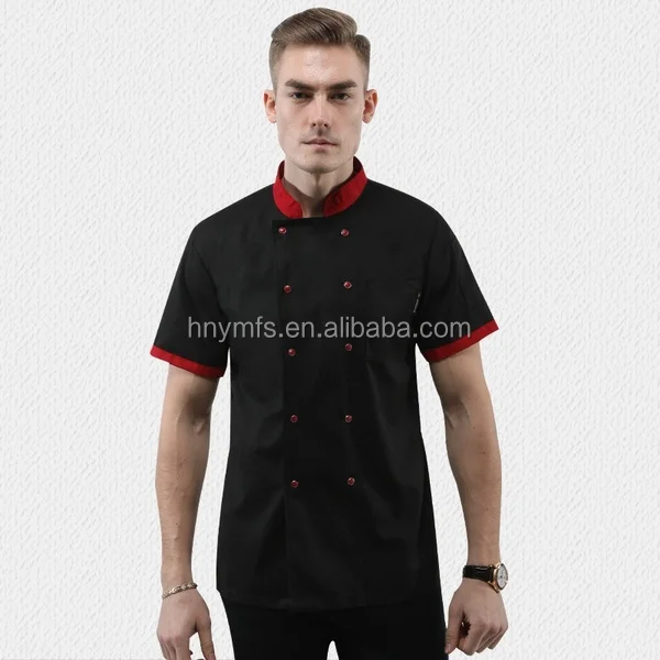 

Fast food designs restaurant uniform t shirt restaurant hotel uniforms chef shirt, White,balck,red,