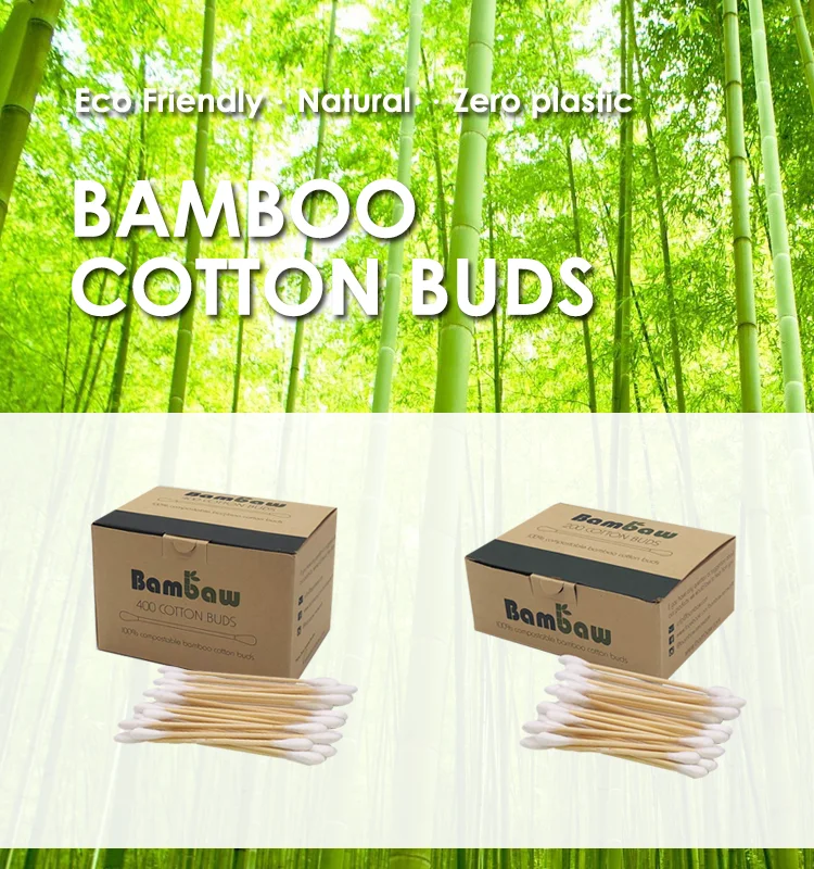 
Private Label Soft Medical 100% Sterilize Bamboo Cotton Swab with Ear Pick 