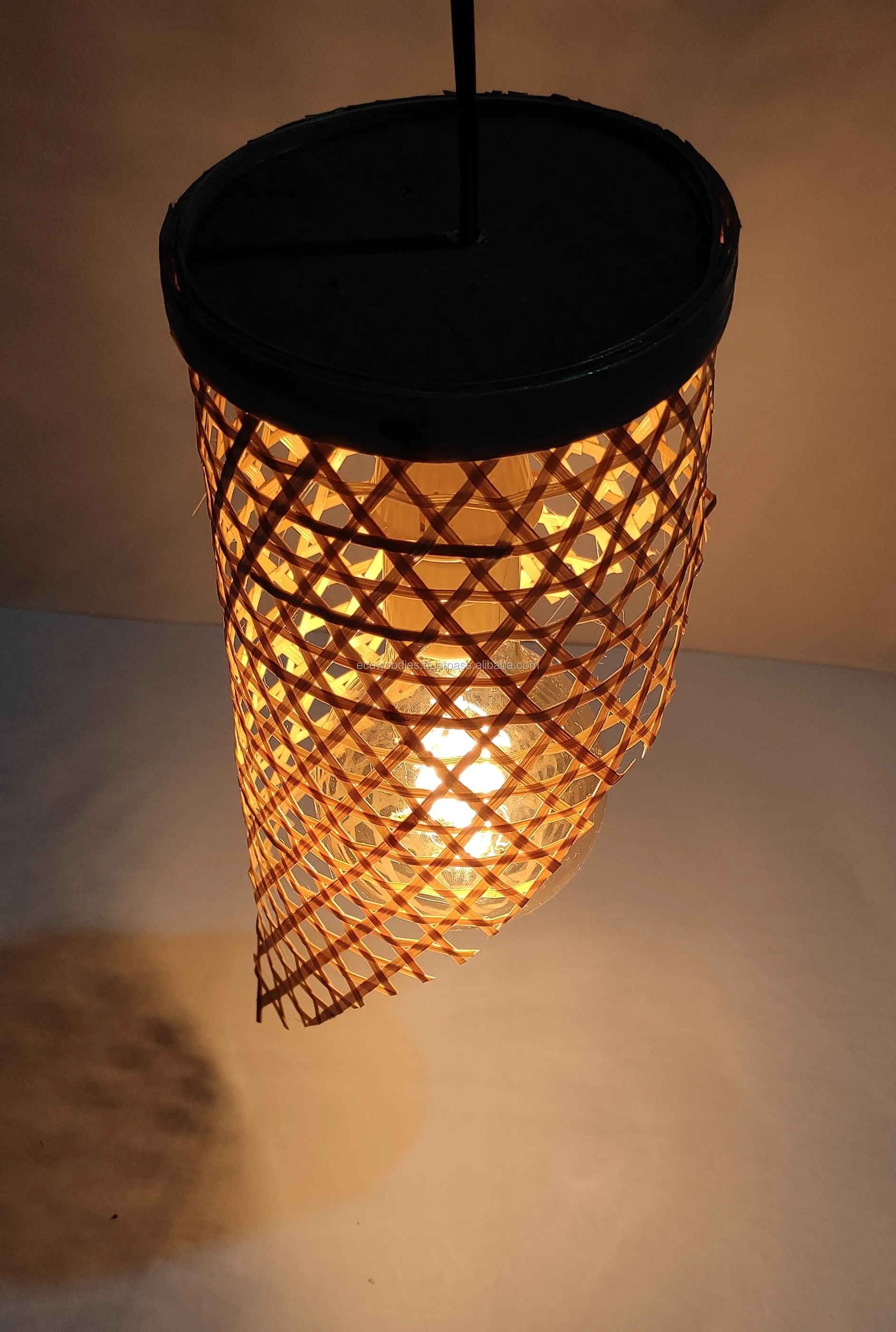 Stylish Bamboo Cylindrical Bamboo Lampshade Oriental Lantern Modern