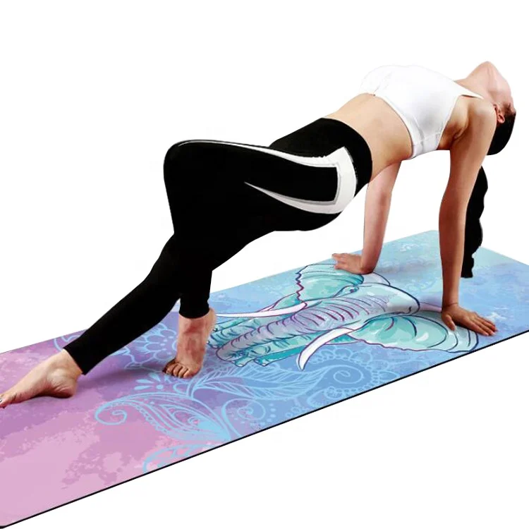 

173x61cm 3mm natural rubber yoga mat custom print portable suede microfiber cotton yoga mat, As picture