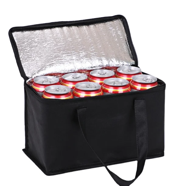 

Insulated Cooler Reusable Grocery Shopping Bag with Dual Zipper Closure Keep Food Hot or Cold for 6cans 8cans, Nature/customized color