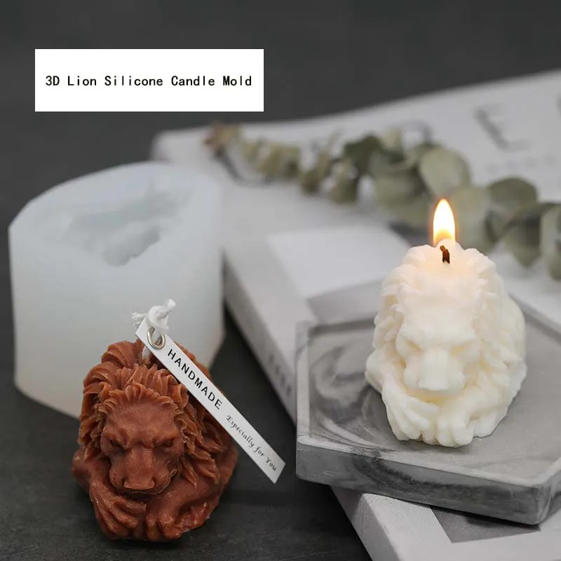 

3D DIY Aromatherapy Decoration Resin Crafts Handmade Lion Soap Candle Silicone Mold, White