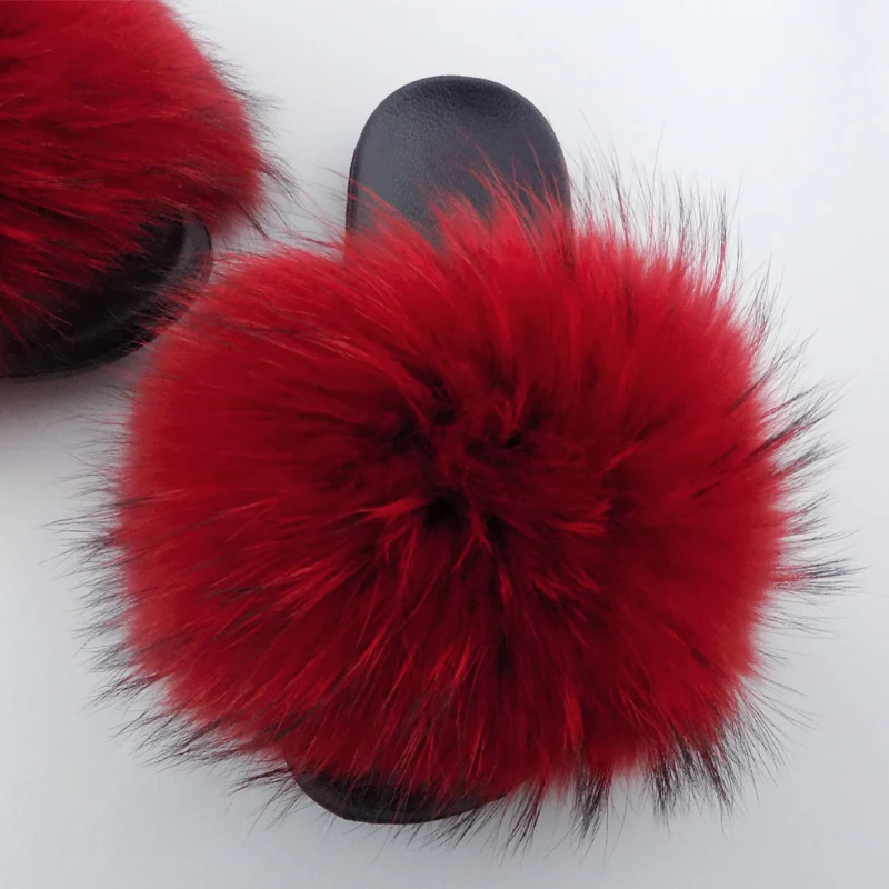 

2021 new design Wholesale real fur slide fox fur indoor slippers for women, Chosen colors from our stock colors