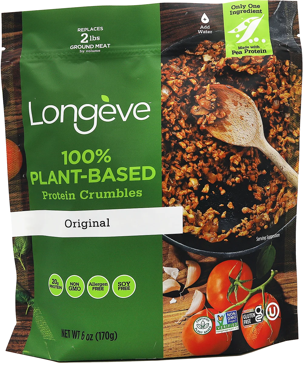 
Longeve Original Plant-based Protein Crumbles organic meatless healthy 