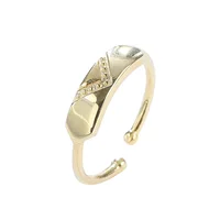 

High quality 925 sterling silver jewelry V shape design 18k gold plated adjustable ring for women