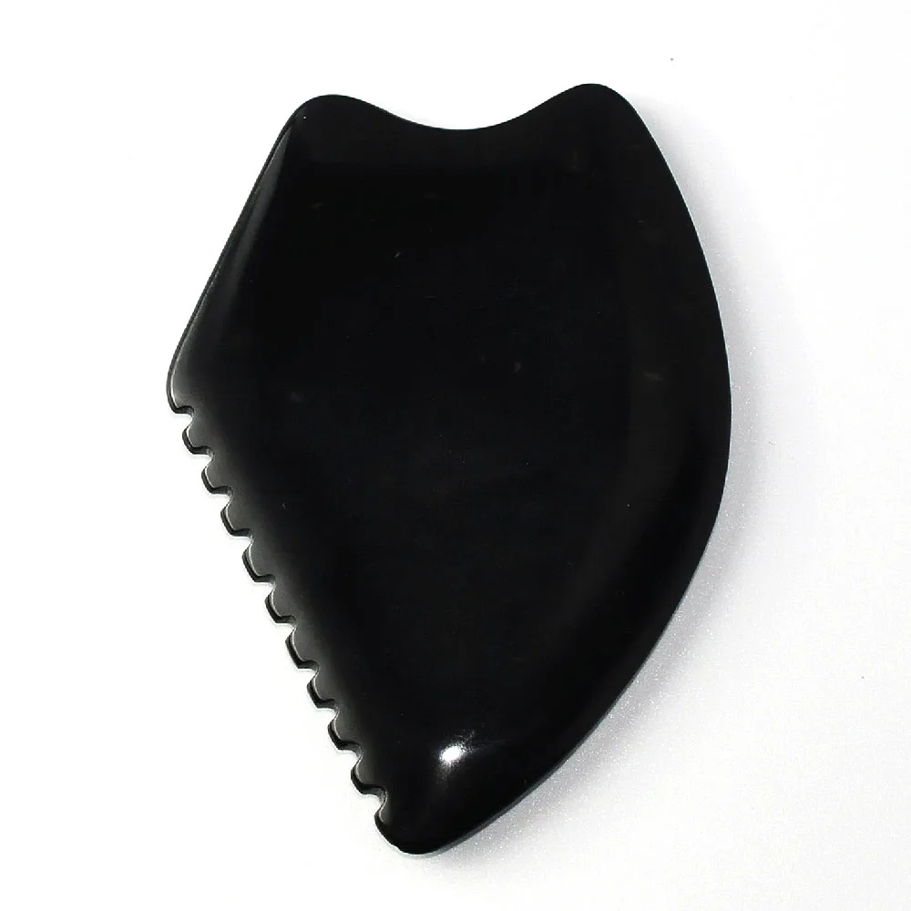 

Real Bian Stone Facial Body Massage Tools Traditional Scraper Bright black Gua Sha, Bright black smooth texture