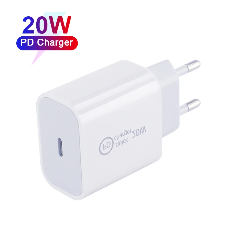 

PD20W Typc-C Fast charging PD18W mobile QC3.0 wall adapter for iphone 12 pro max cellphone, White