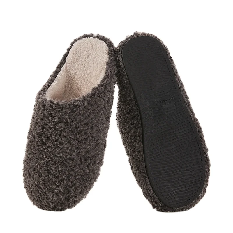 

2022 Amazon Winter Plush Furry Slip On Indoor Outdoor Household Warm Faux Rabbit Fur Women Cozy Slippers, Solid color