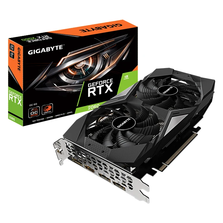 

GIGABYTE NVIDIA RTX2060 OC 6G with 6GB GDDR6 192-bit Memory 2X 90mm Unique Blade Fans Graphics Card (GV-N2060OC-6GD)