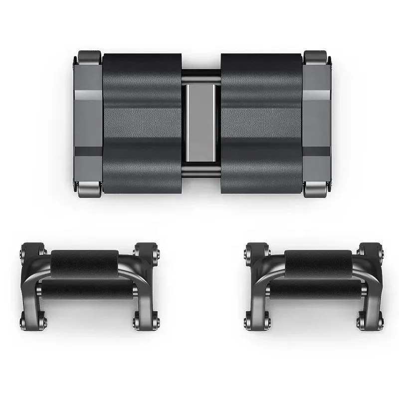 

Professional Push up Stand Roller Wheel Perfect Home Workout Equipment with Padded Handles Foldable Non-Slip Muscle Exerciser, Black+light blue/black+red