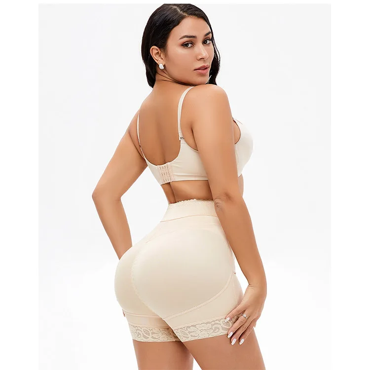 

High Quality With Zipper Type Women Shorts High Waist Body Shaper With Hips And Butt Pad, Black,skin