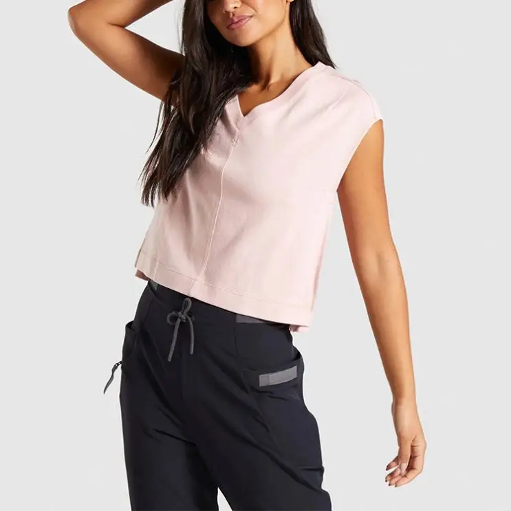 

Womens shirt casual T-shirt short sleeve stitching loose side slit top blouse