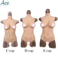 

Drop ship L Size C cup Triangle Silicone Bodysuit Zentai Round Neck Buttocks Pad Wearable Silicone Breast Form Boobs