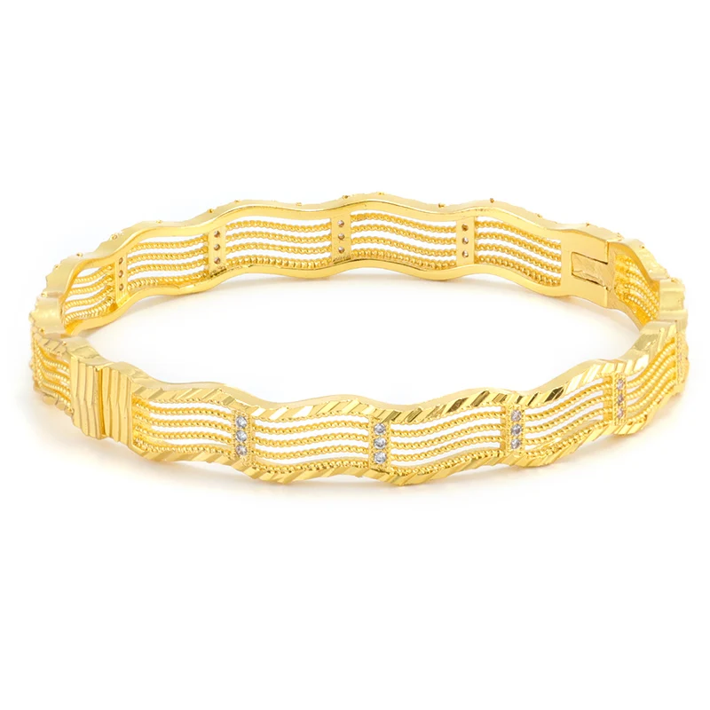 

Wholesale Gold Plated Wavy shape Round Zircon Bracelet For Wedding