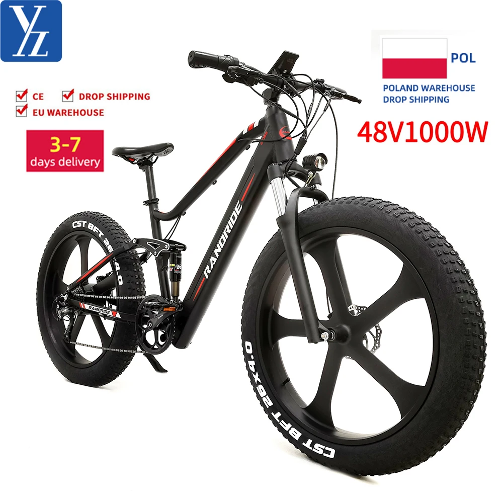 Eu stock 48v 1000w fat tire electric bike 17ah Lithium Battery electric mountain bike 1000w eu warehouse ebike