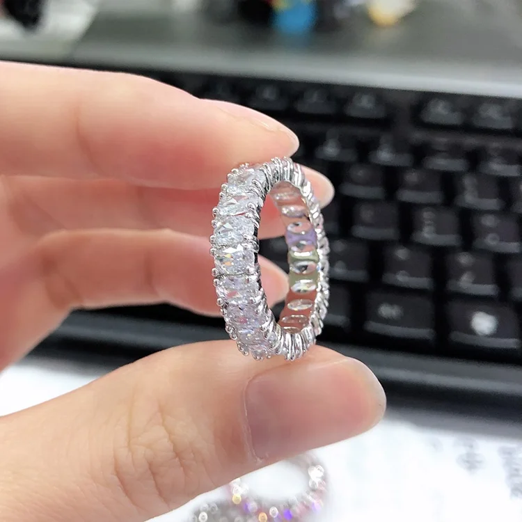 

Engagement Wedding Baguette Ring 925 Sterling Silver Diamond Rings for Women