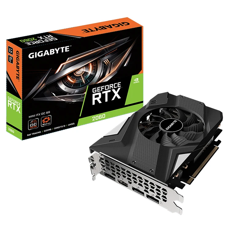 

GIGABYTE NVIDIA Geforce RTX 2060 MINI ITX OC 6G with 170 mm Compact Graphics Card Size Support Over Clock (GV-N2060IXOC-6GD)