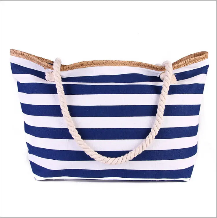 

2022 Hot Sale Fashion Cheap Price Beach Bags Daily Handbag Shoulder Handbag Borsa Di Tela Zipper Canvas Woven Beach Tote Bags, 9 colors to choose