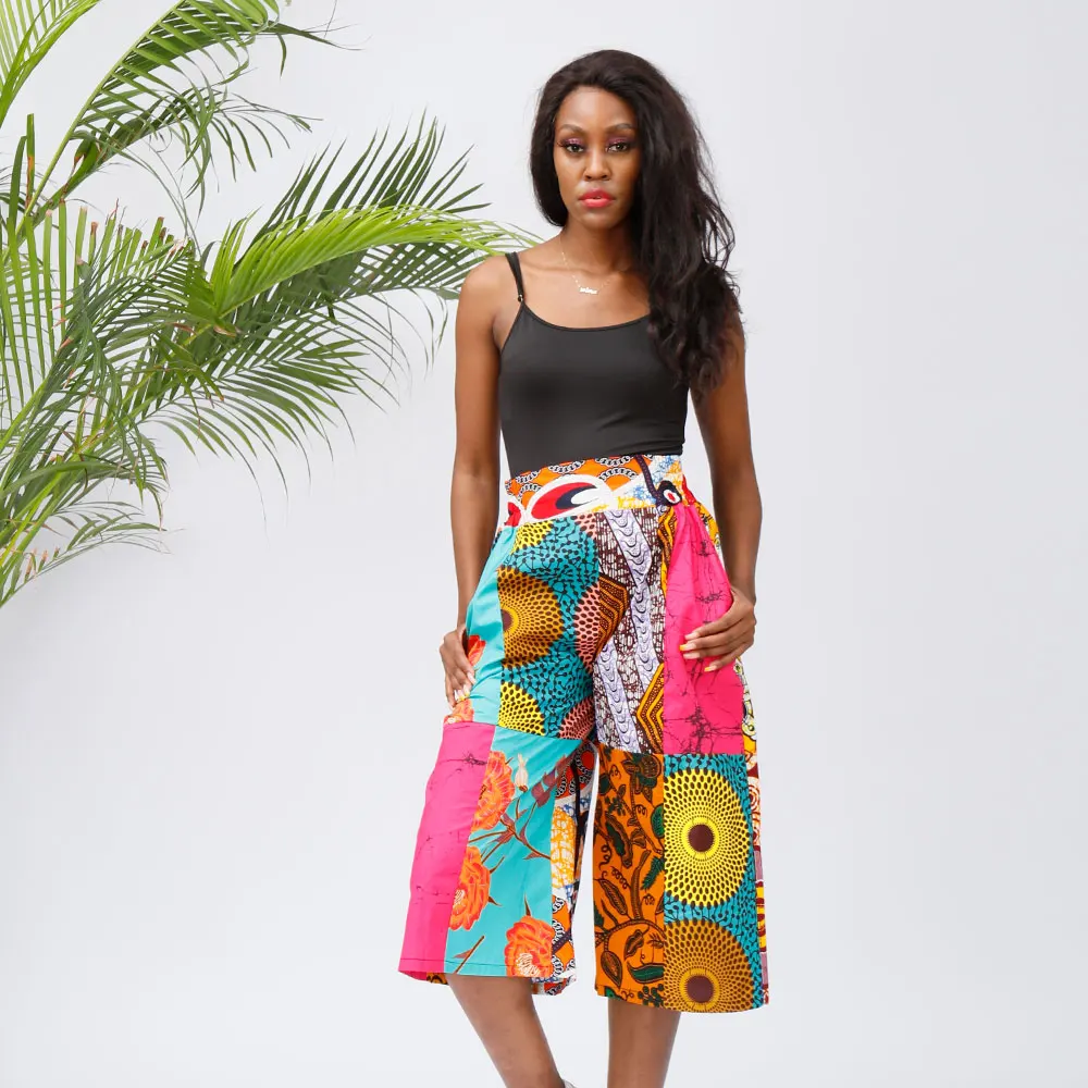 

2021 Good Quality African Printing Women Cropped Trousers Batik Style Women Pants Casual Clothing, Customized color