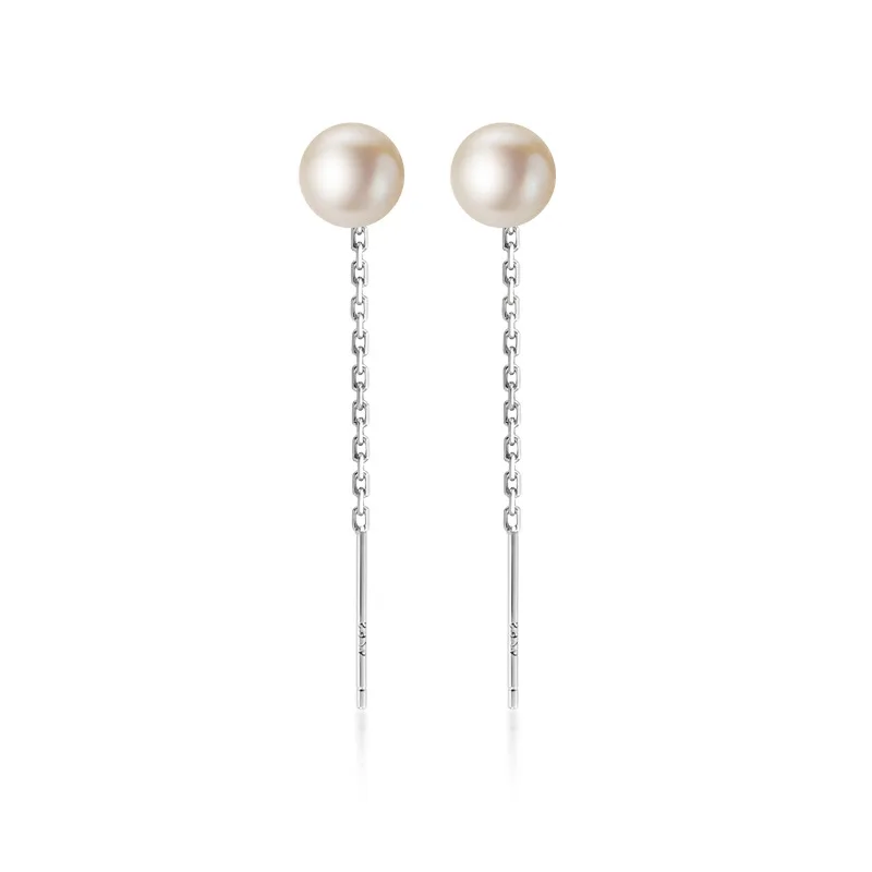 

E4704 Christian Jewellery Silver Eardrop Pearl Ear Hole Short Earline