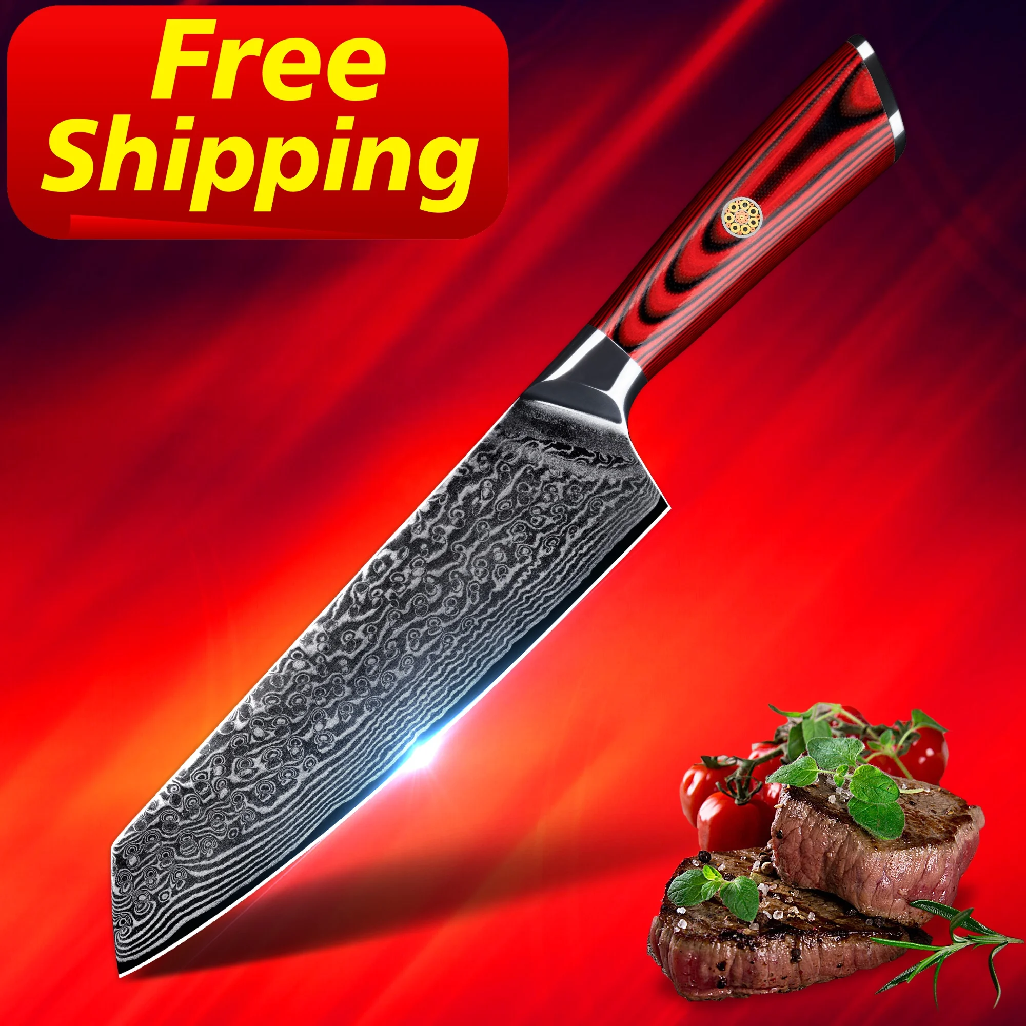 

Free Shipping orders over 100 pcs Amazon Best Supplier 7'' damascus kiritsuke knife kitchen knives by Skycook, Customized color