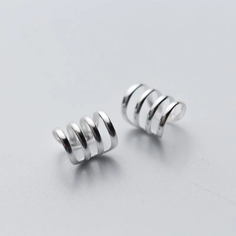 

E1957 Popular Hot Sale Sterling Silver 925 Men And Women Earrings With Multi-Layer Hollowed Out Three Holes Earrings