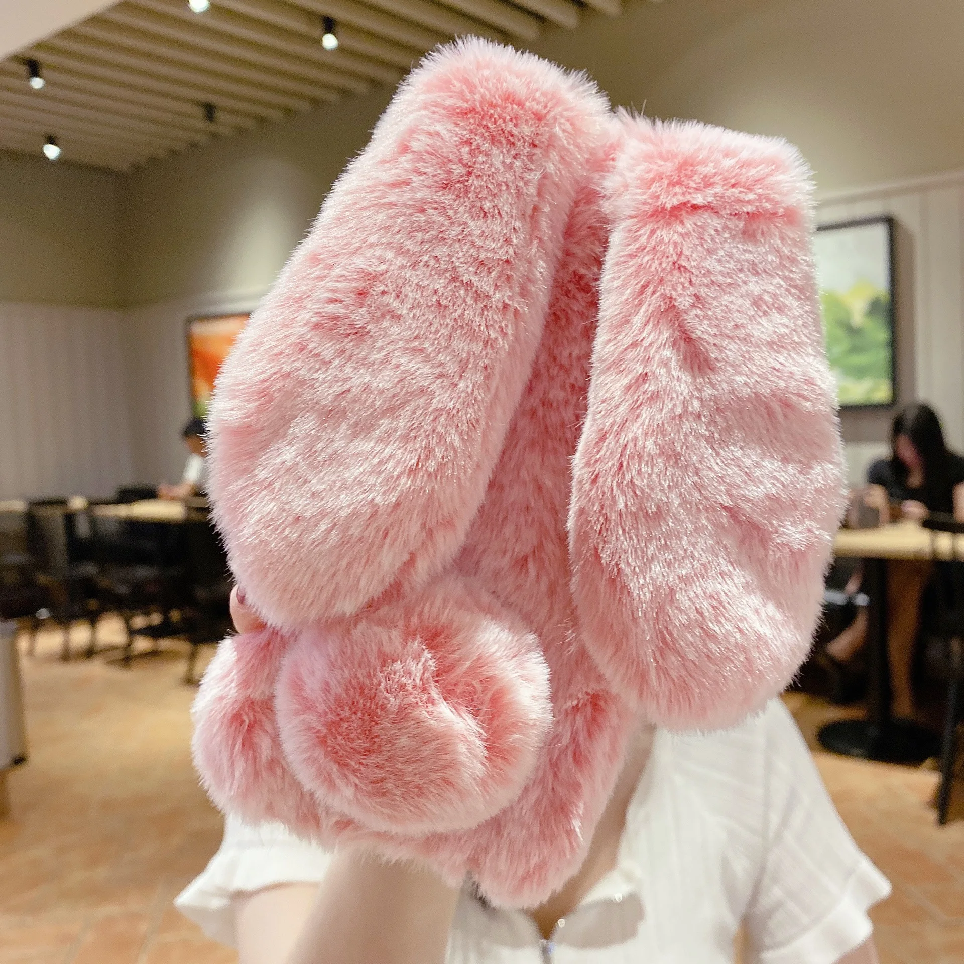 

Factory Wholesale Cute Rabbit Plush Furry Cute cell phone Cover For iPhone 12 13 Pro Max Fluffy Lovely Girly Women Phone Case, 6colors