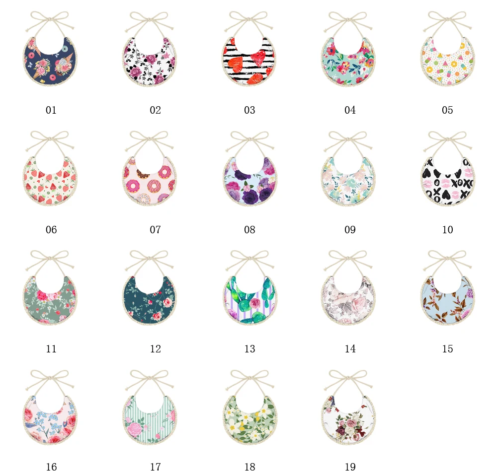 
Wholesale Cheap Brushed Milk silk colorful Floral pattern New bandana bibs baby 