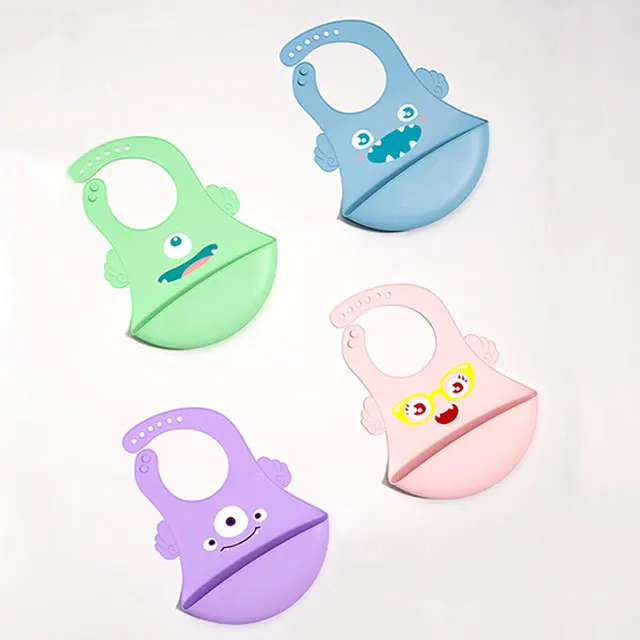 

Baby products Waterproof Food grade Silicone Bib Baby Cute Cartoon Adjustable Bib Soft Comfortable Baby Drool large Bibs, Customized color