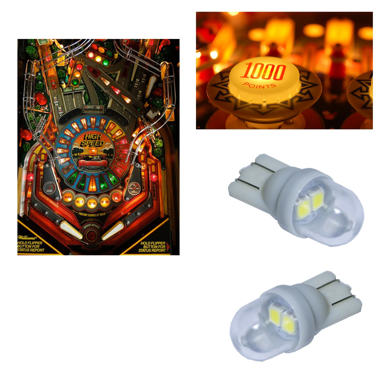 

2 SMD 2835 Pinball Machine LED Bulb T10 w5w 194 168 wedge 6.3v AC/DC Amusement Gaming Bulb (Pinball, Slot, Arcade, Stereo) PA, White / red / green / blue / yellow / warm white / purple / pink