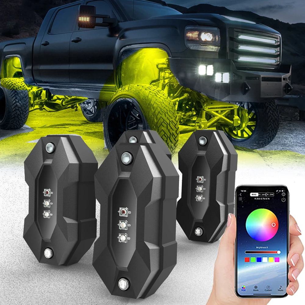 

4 Pods Underbody RGB Led Rock Light Kit for Truck Offroad ATV